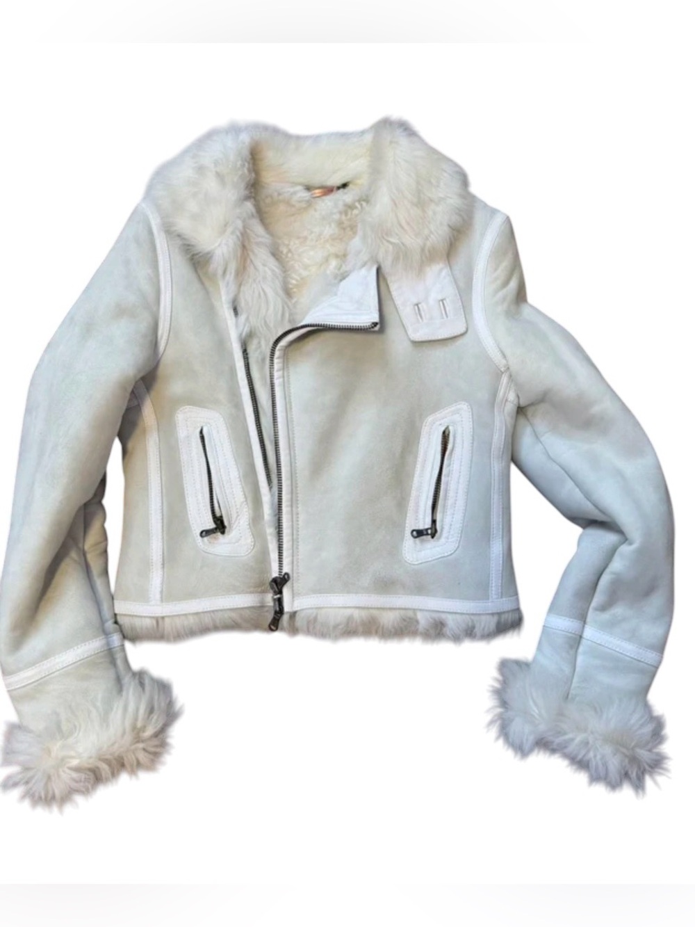 Donald Pliner shearling Toscana white jacket